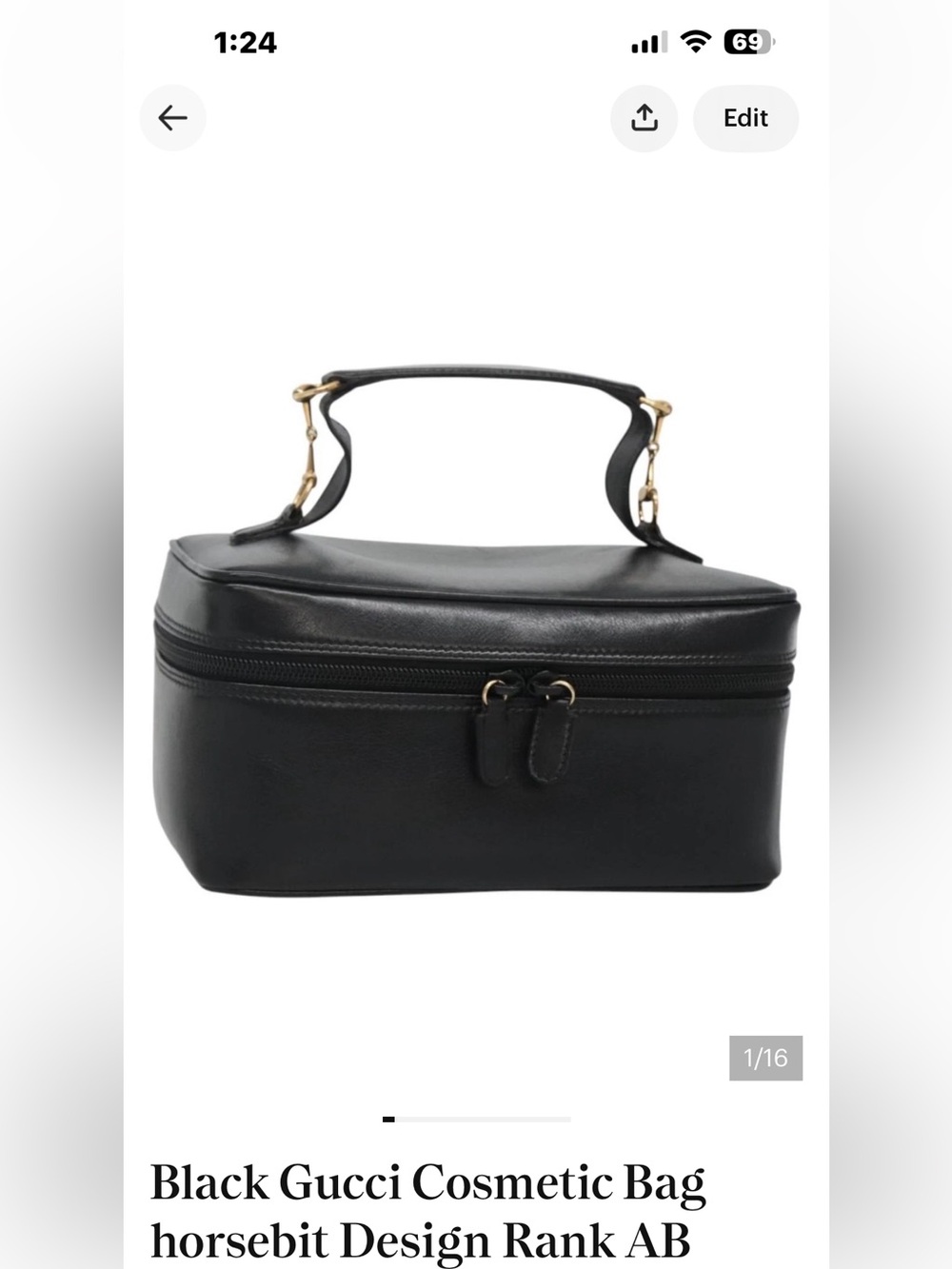 Black Gucci Cosmetic Bag  horsebit Design Rank AB